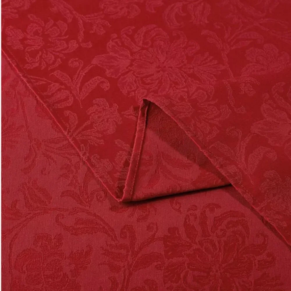 new Holiday Medley RED Damask Fabric 52x70 inch OVAL Tablecloth (Seats 4 to 6)